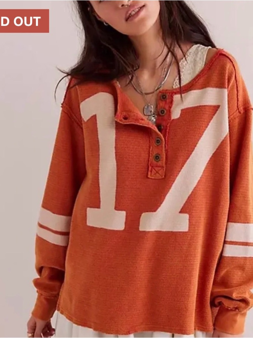Relaxed Henley Sweater Top - Orange